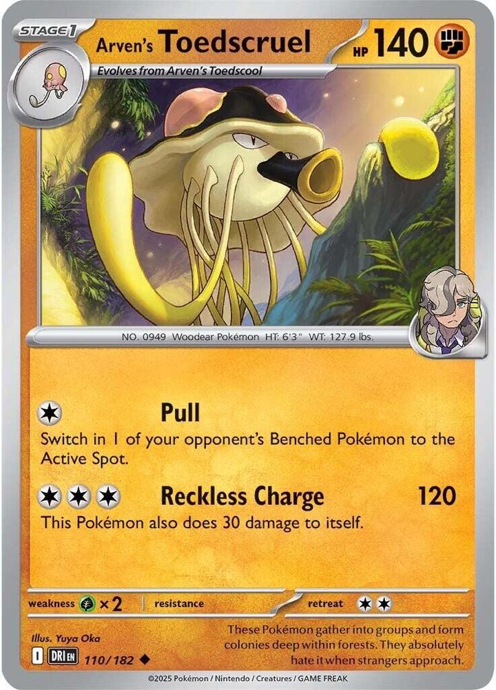 Arven's Toedscruel 110/182, Destined Rivals Pokémon card