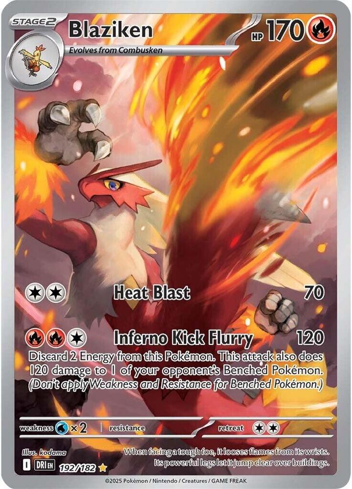 Blaziken 192/182 Holofoil, Destined Rivals Pokémon card