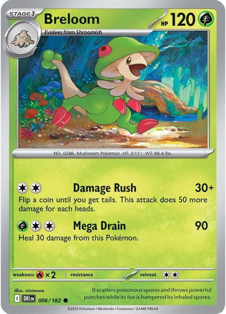 Breloom 006/182 Reverse Holofoil, Destined Rivals Pokémon card