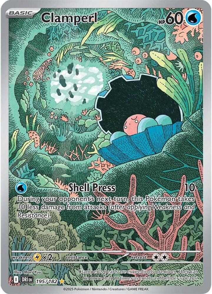 Clamperl 195/182 Holofoil, Destined Rivals Pokémon card