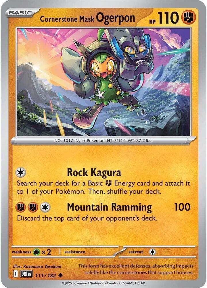 Cornerstone Mask Ogerpon 111/182 Reverse Holofoil, Destined Rivals Pokémon card