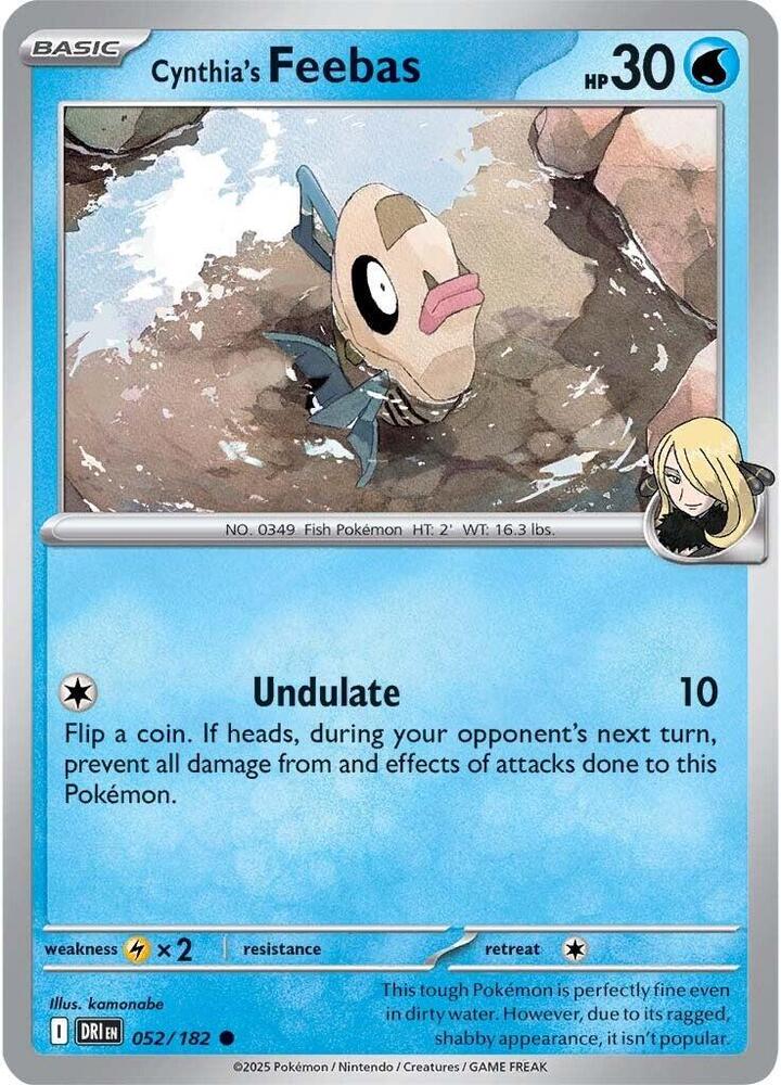 Cynthia's Feebas 052/182 Reverse Holofoil, Destined Rivals Pokémon card