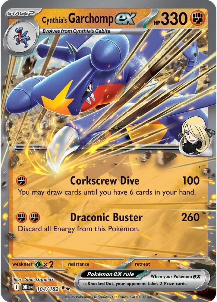 Cynthia's Garchomp ex 104/182 Holofoil, Destined Rivals Pokémon card