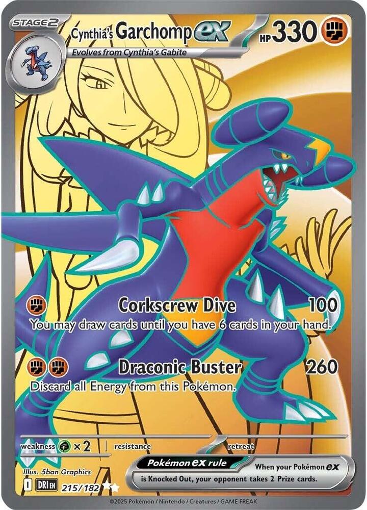 Cynthia's Garchomp ex 215/182 Holofoil, Destined Rivals Pokémon card
