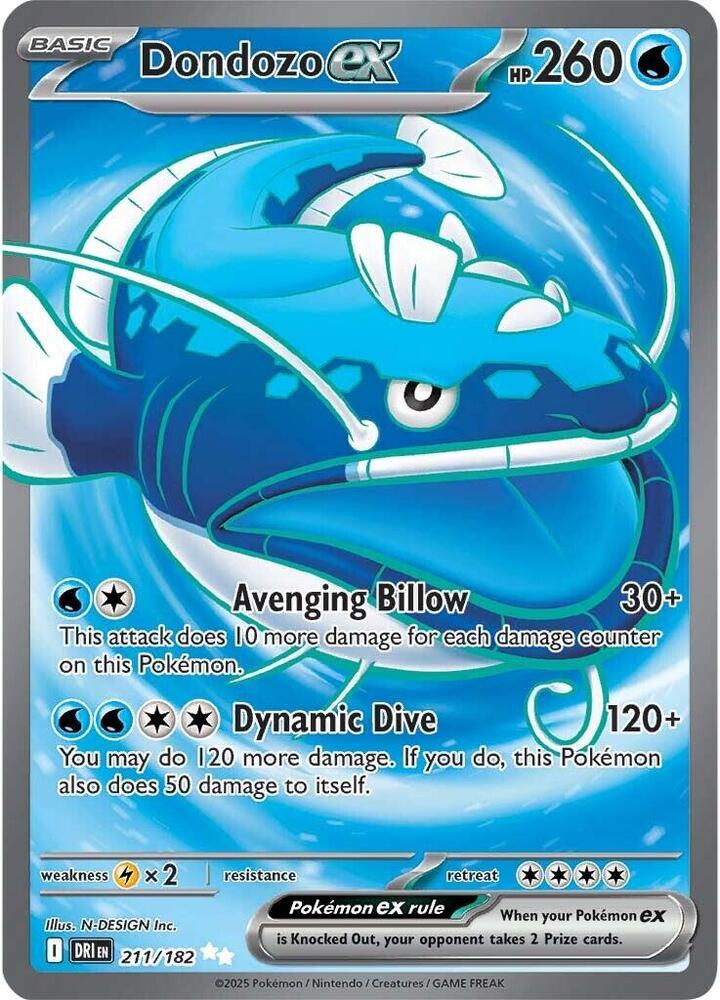 Dondozo ex 211/182 Holofoil, Destined Rivals Pokémon card