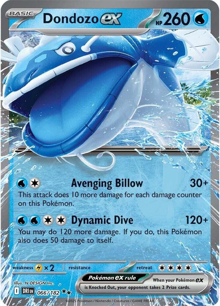 Dondozo ex 066/182 Holofoil, Destined Rivals Pokémon card