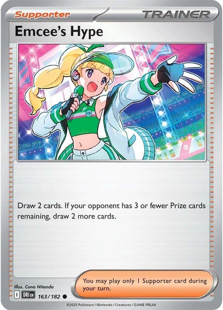 Emcee's Hype 163/182 Reverse Holofoil, Destined Rivals Pokémon card