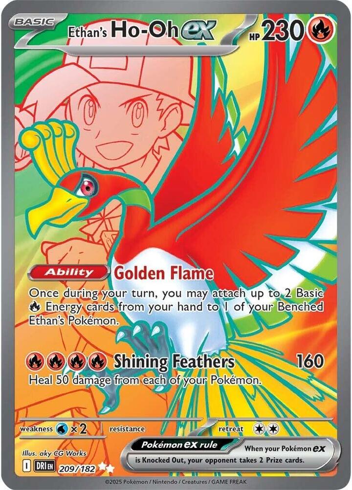 Ethan's Ho-Oh ex 209/182 Holofoil, Destined Rivals Pokémon card