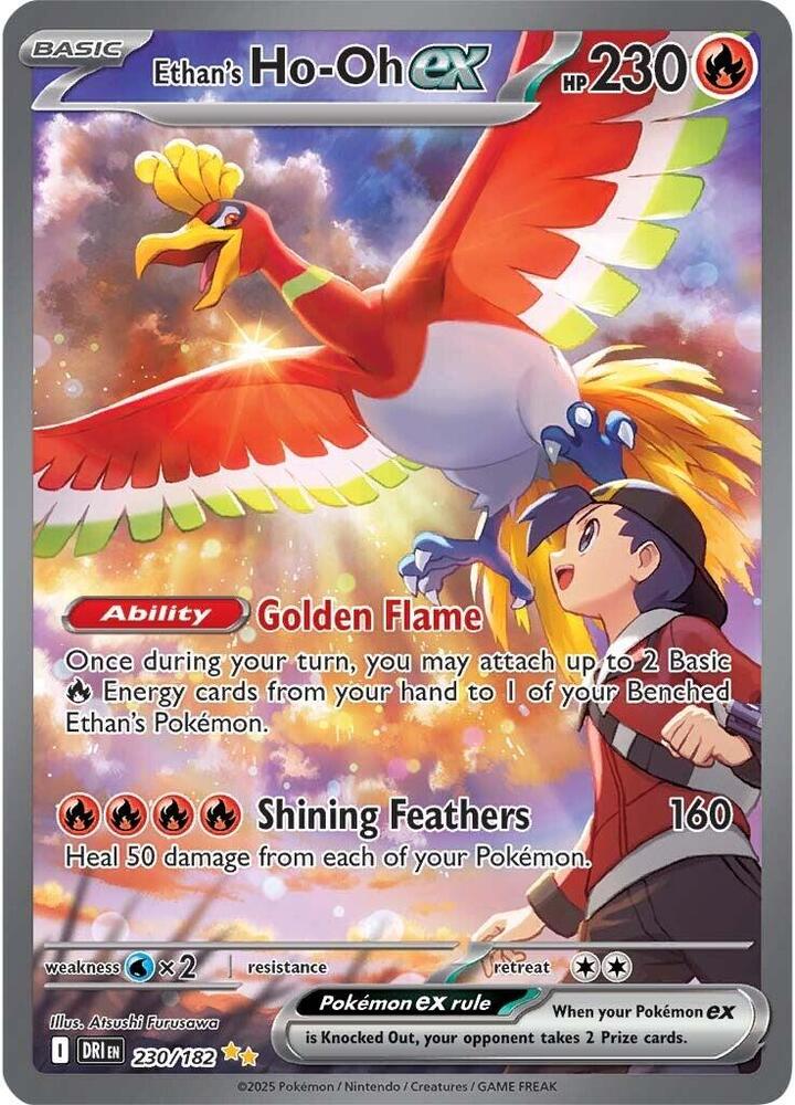 Ethan's Ho-Oh ex 230/182 Holofoil, Destined Rivals Pokémon card