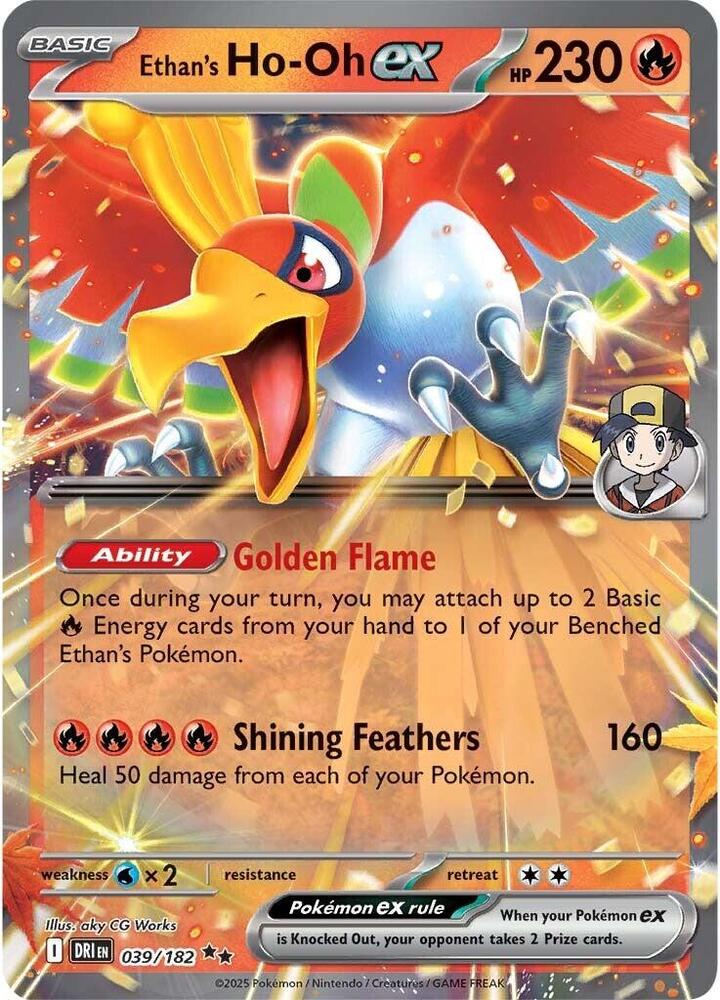Ethan's Ho-Oh ex 039/182 Holofoil, Destined Rivals Pokémon card