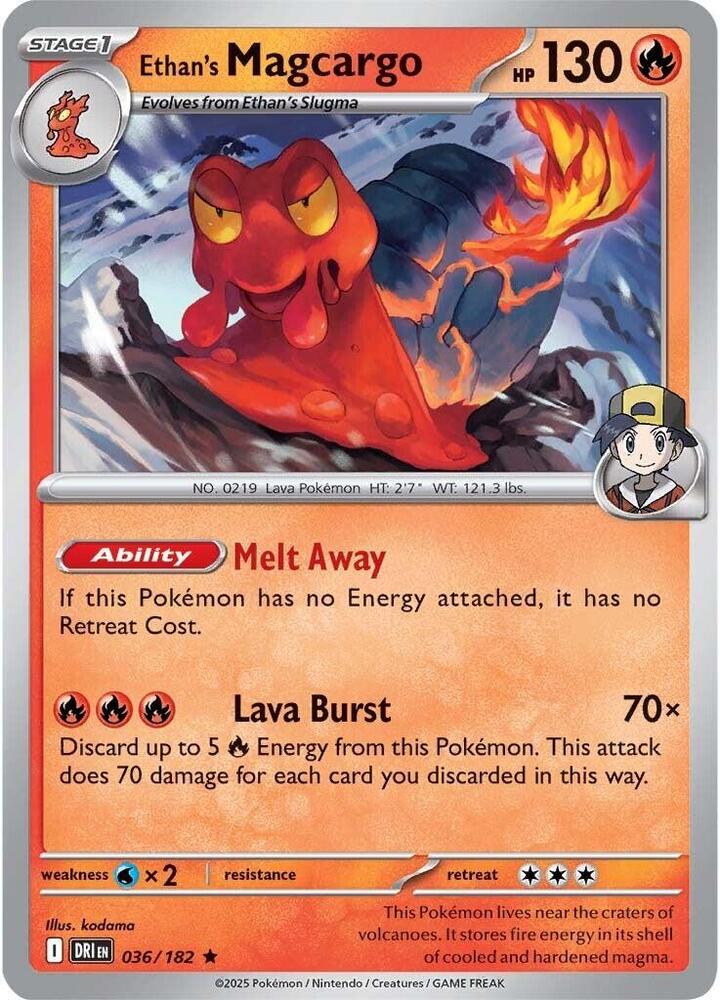 Ethan's Magcargo 036/182 Holofoil, Destined Rivals Pokémon card