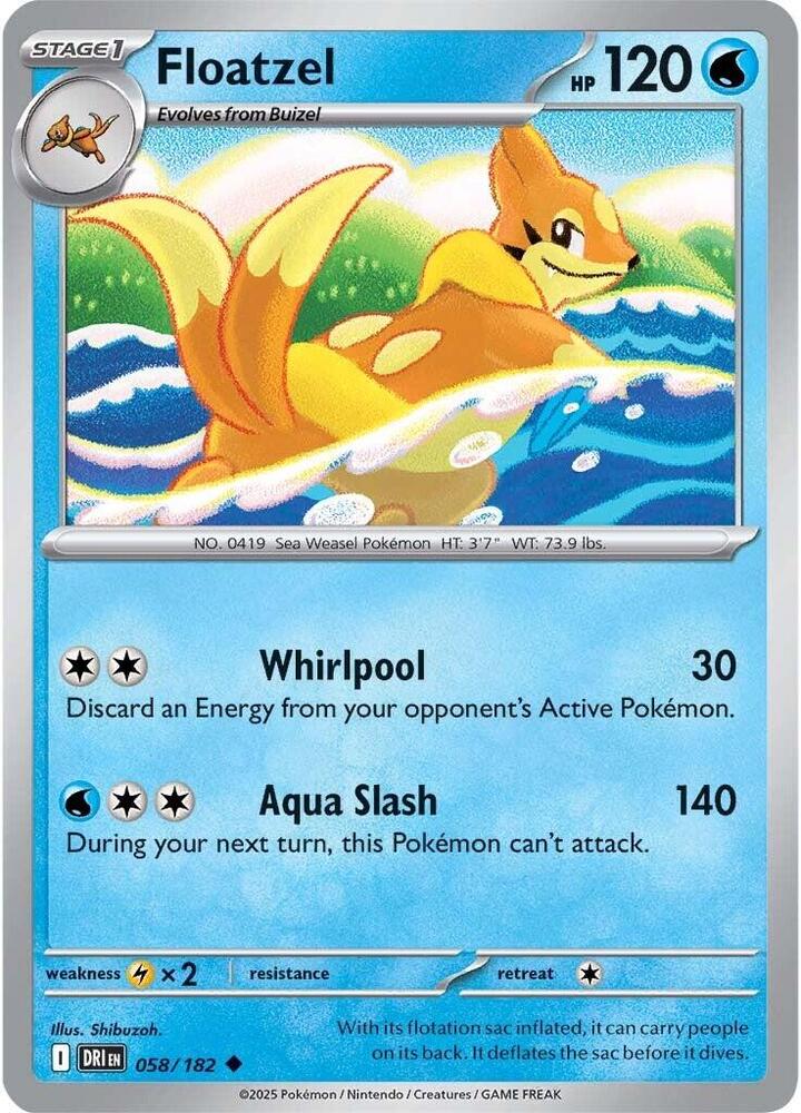 Floatzel 058/182 Reverse Holofoil, Destined Rivals Pokémon card