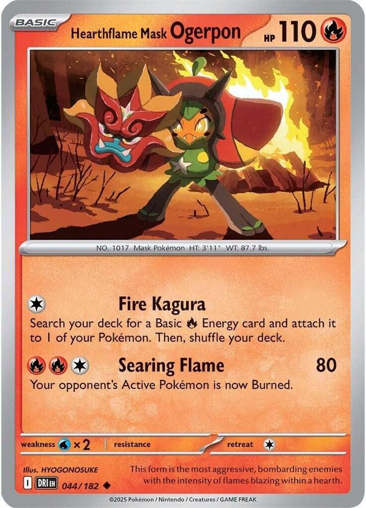 Hearthflame Mask Ogerpon 044/182 Reverse Holofoil, Destined Rivals Pokémon card