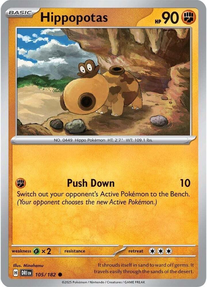 Hippopotas 105/182 Reverse Holofoil, Destined Rivals Pokémon card