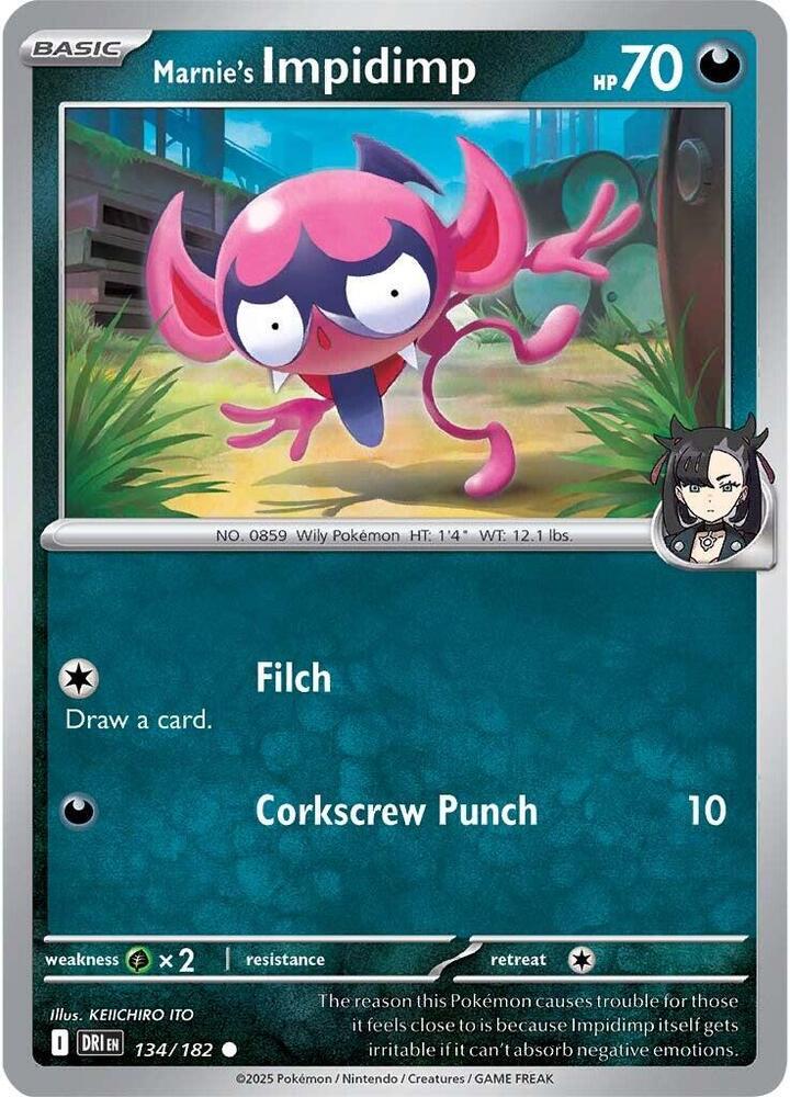 Marnie's Impidimp 134/182 Reverse Holofoil, Destined Rivals Pokémon card