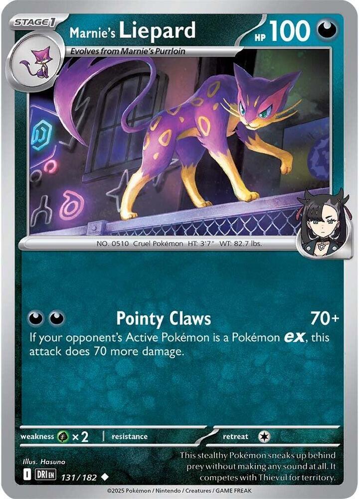 Marnie's Liepard 131/182 Reverse Holofoil, Destined Rivals Pokémon card
