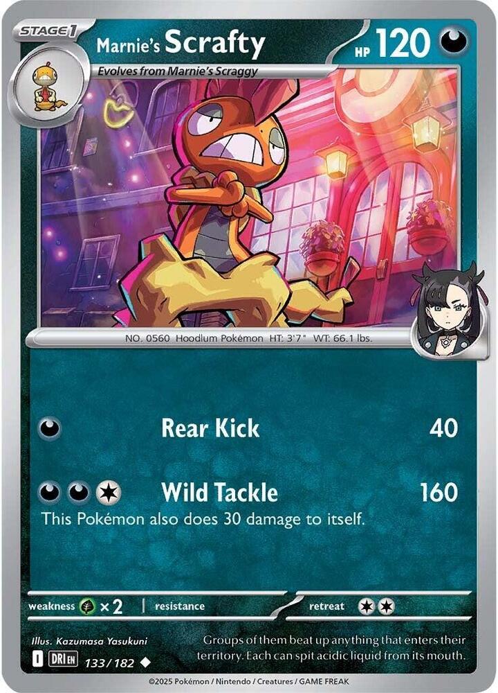 Marnie's Scrafty 133/182, Destined Rivals Pokémon card