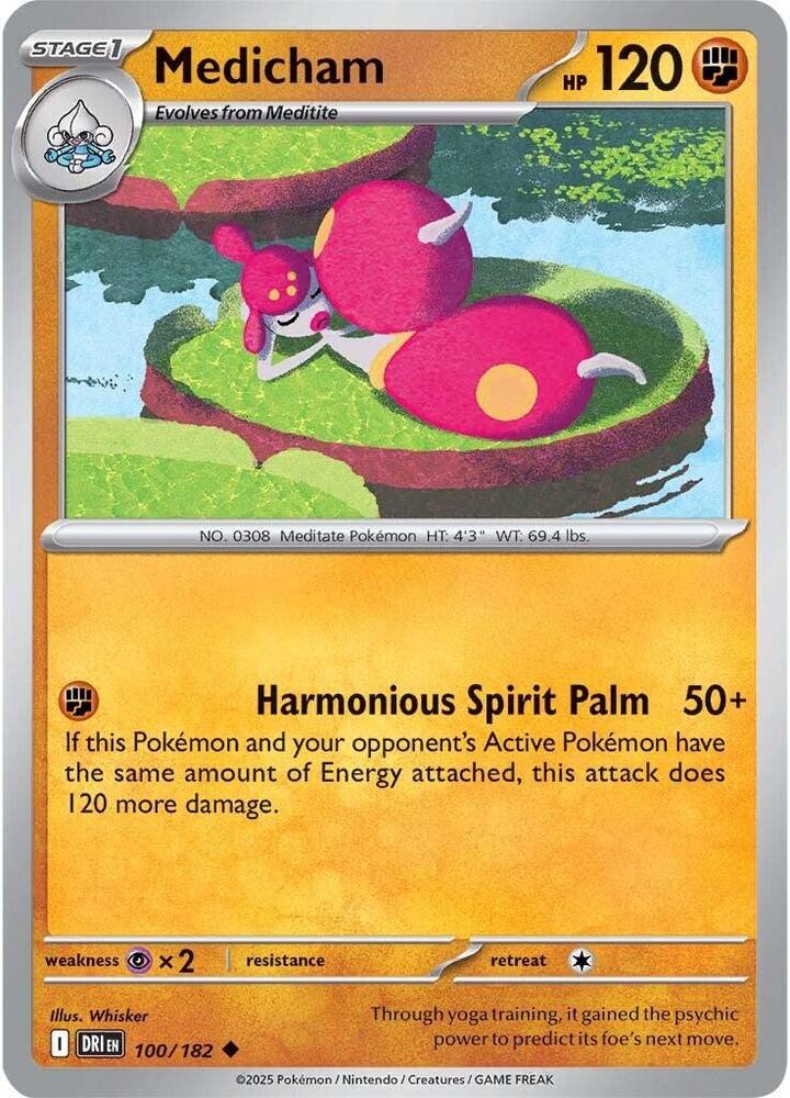 Medicham 100/182 Reverse Holofoil, Destined Rivals Pokémon card