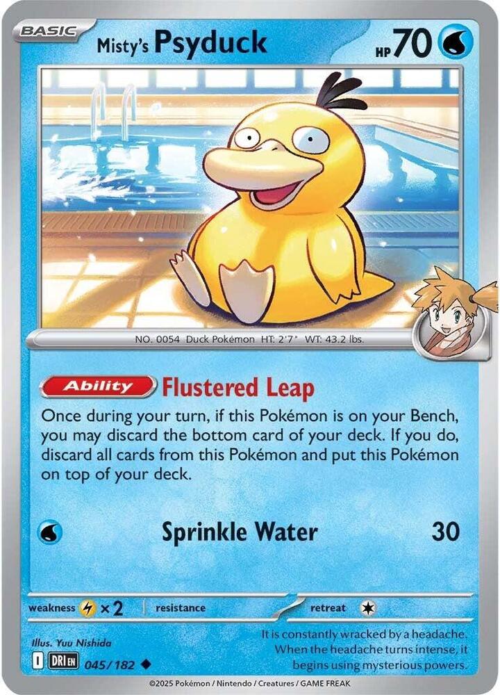 Misty's Psyduck 045/182 Reverse Holofoil, Destined Rivals Pokémon card