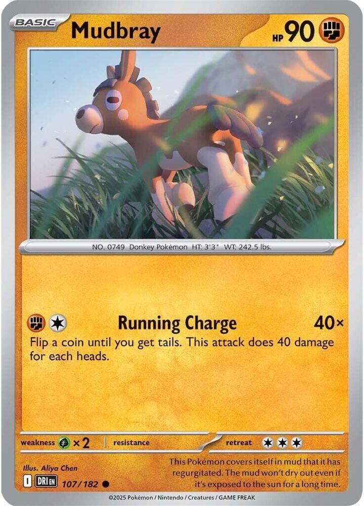 Mudbray 107/182 Reverse Holofoil, Destined Rivals Pokémon card