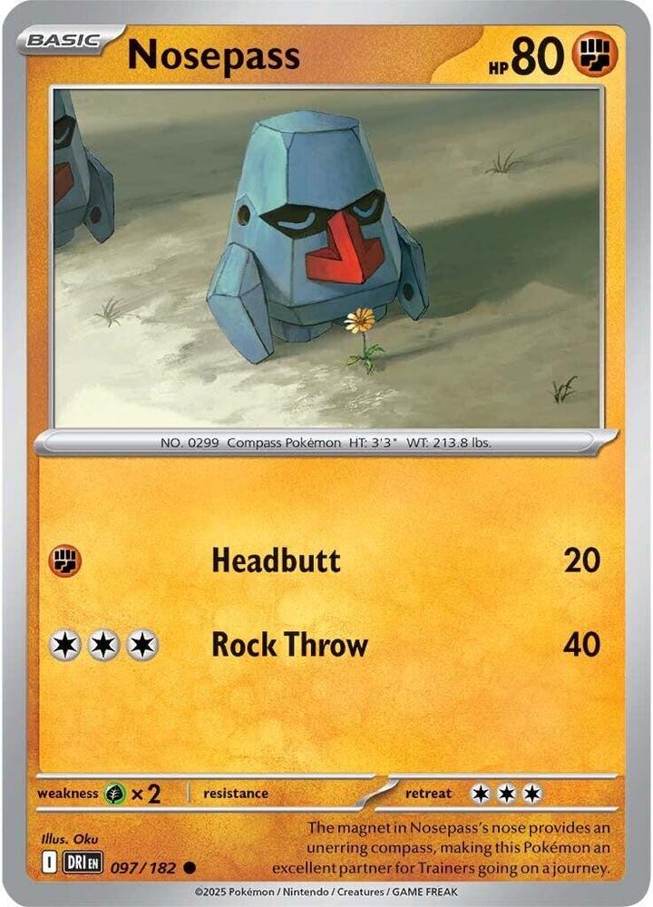 Nosepass 097/182 Reverse Holofoil, Destined Rivals Pokémon card