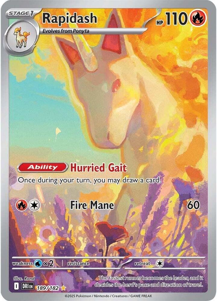 Rapidash 189/182 Holofoil, Destined Rivals Pokémon card