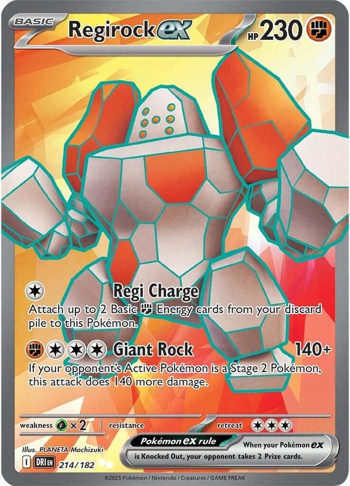 Regirock ex 214/182 Holofoil, Destined Rivals Pokémon card