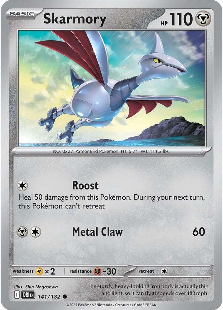 Pokemon - Destined Rivals - Skarmory - 141/182 - Reverse Holofoil