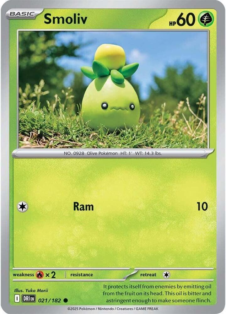 Smoliv 021/182 Reverse Holofoil, Destined Rivals Pokémon card