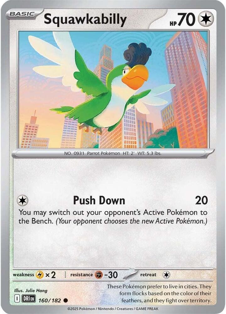Squawkabilly 160/182 Reverse Holofoil, Destined Rivals Pokémon card