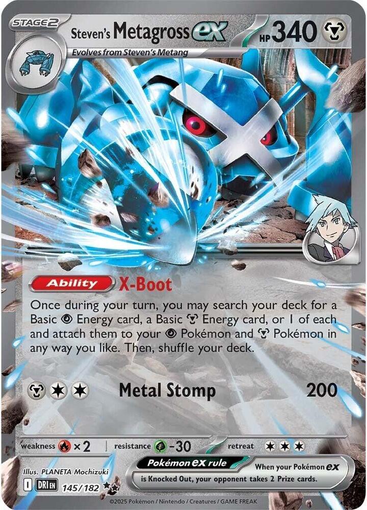 Pokemon - Destined Rivals - Steven's Metagross ex - 145/182 - Holofoil