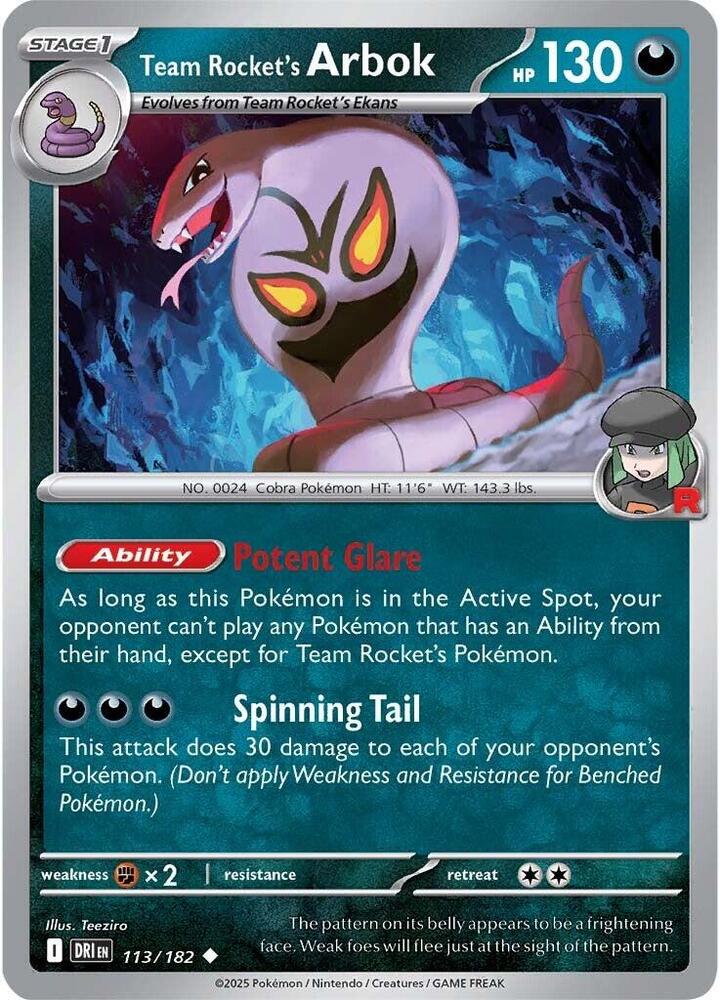Team Rocket's Arbok 113/182, Destined Rivals Pokémon card