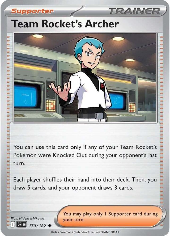 Team Rocket's Archer 170/182 Reverse Holofoil, Destined Rivals Pokémon card