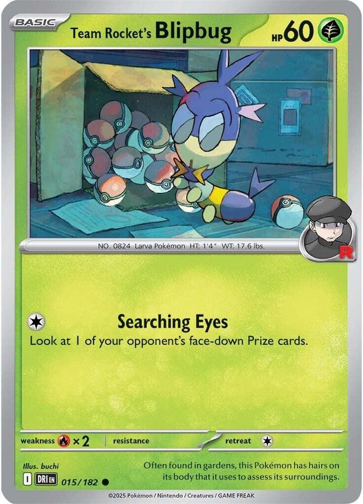 Team Rocket's Blipbug 015/182 Reverse Holofoil, Destined Rivals Pokémon card