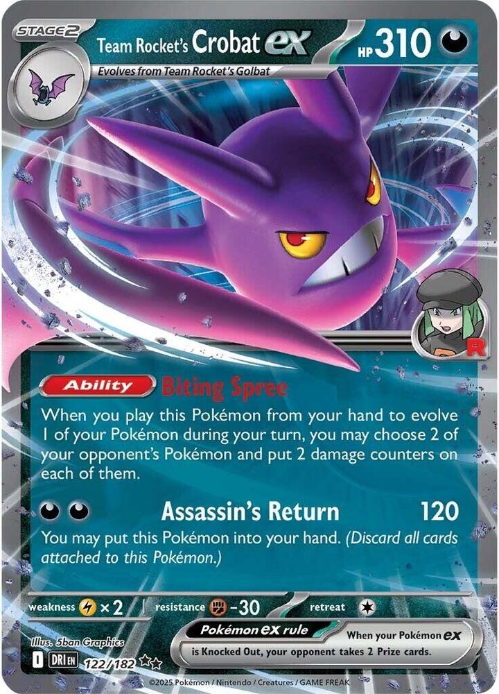 Team Rocket's Crobat ex 122/182 Holofoil, Destined Rivals Pokémon card