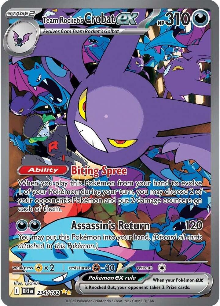 Team Rocket's Crobat ex 234/182 Holofoil, Destined Rivals Pokémon card