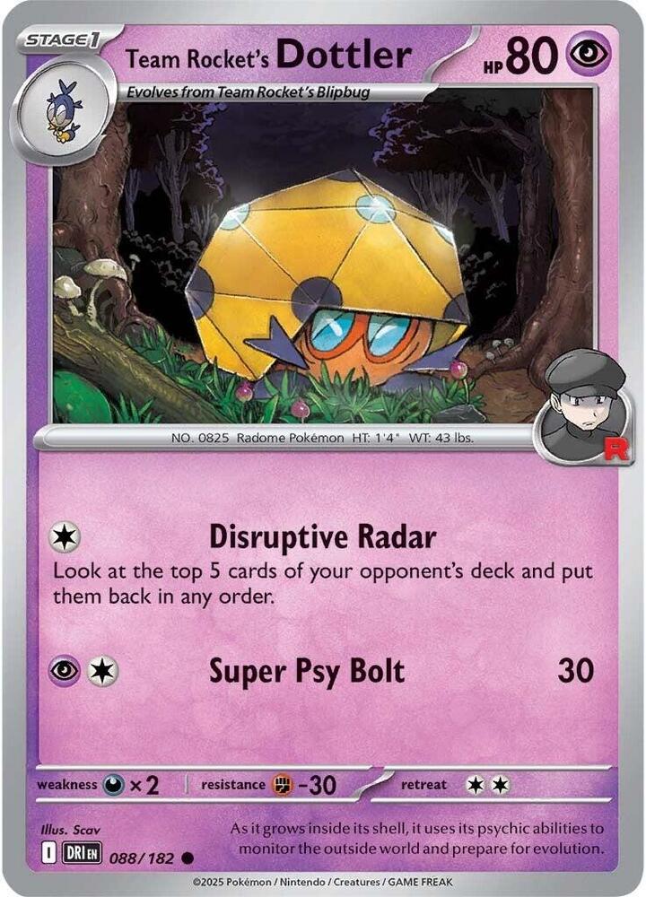 Team Rocket's Dottler 088/182 Reverse Holofoil, Destined Rivals Pokémon card