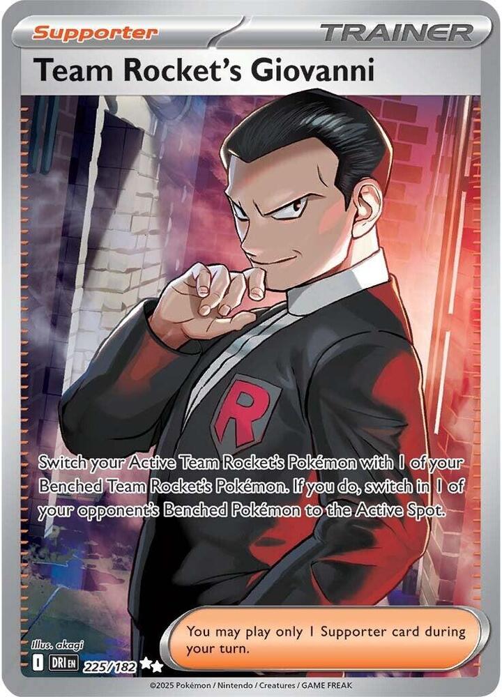 Team Rocket's Giovanni 225/182 Holofoil, Destined Rivals Pokémon card