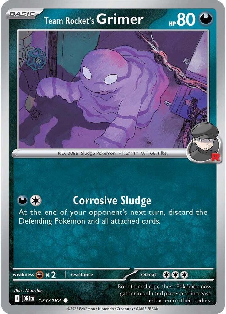 Team Rocket's Grimer 123/182 Reverse Holofoil, Destined Rivals Pokémon card