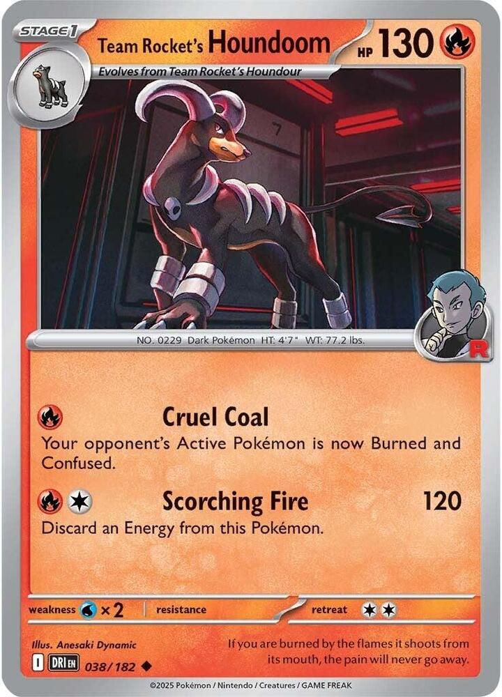 Team Rocket's Houndoom 038/182 Reverse Holofoil, Destined Rivals Pokémon card