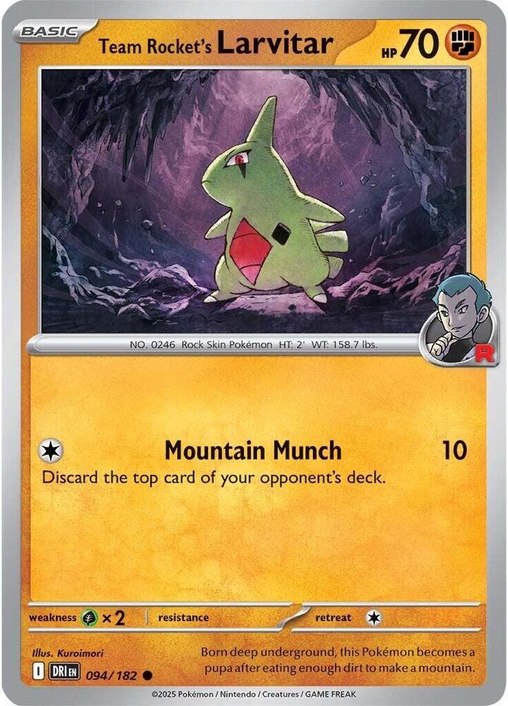 Team Rocket's Larvitar 094/182, Destined Rivals Pokémon card