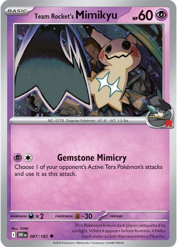 Team Rocket's Mimikyu 087/182, Destined Rivals Pokémon card