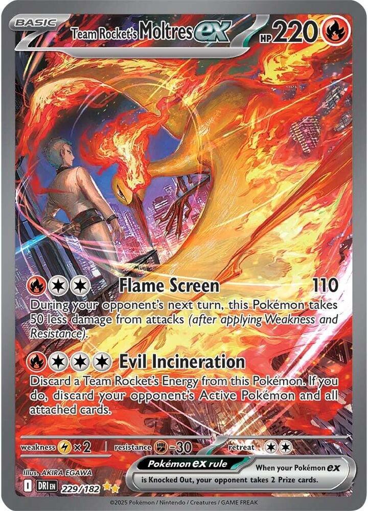 Team Rocket's Moltres ex 229/182 Holofoil, Destined Rivals Pokémon card