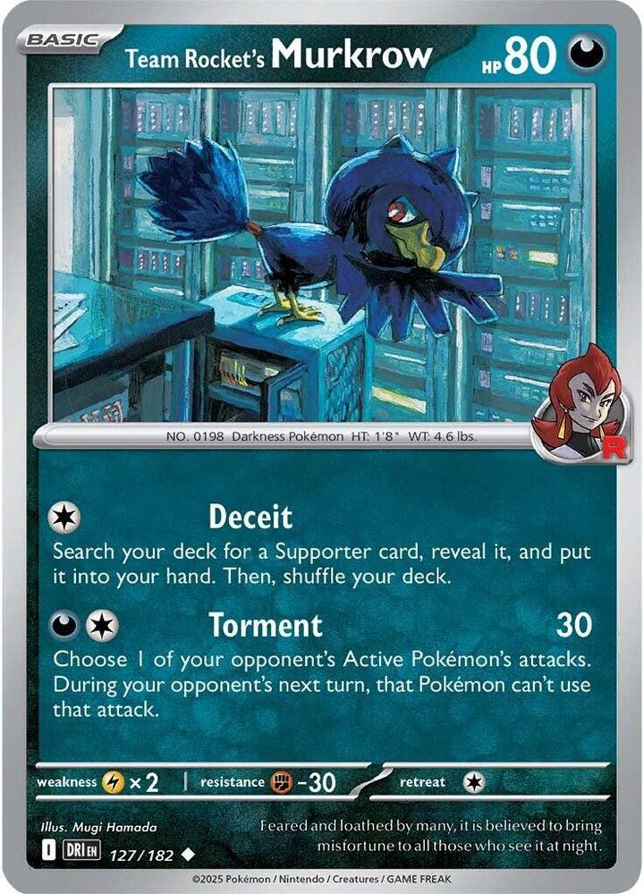 Team Rocket's Murkrow 127/182, Destined Rivals Pokémon card