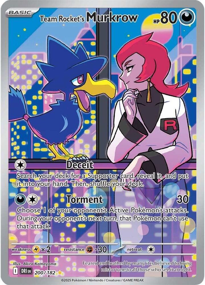 Team Rocket's Murkrow 200/182 Holofoil, Destined Rivals Pokémon card