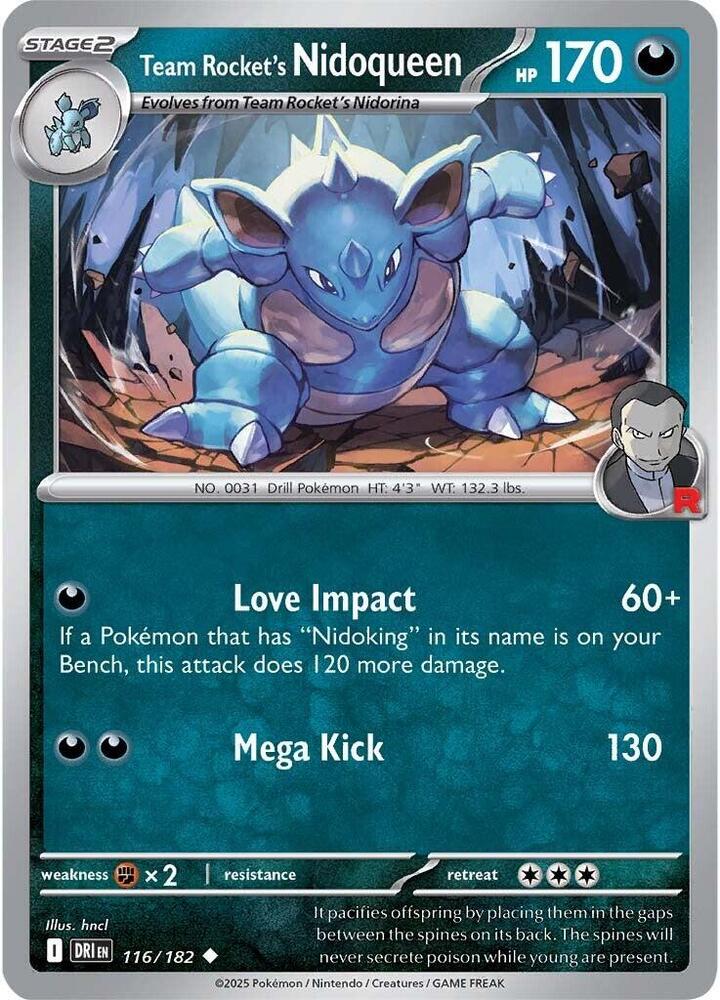 Team Rocket's Nidoqueen 116/182 Reverse Holofoil, Destined Rivals Pokémon card