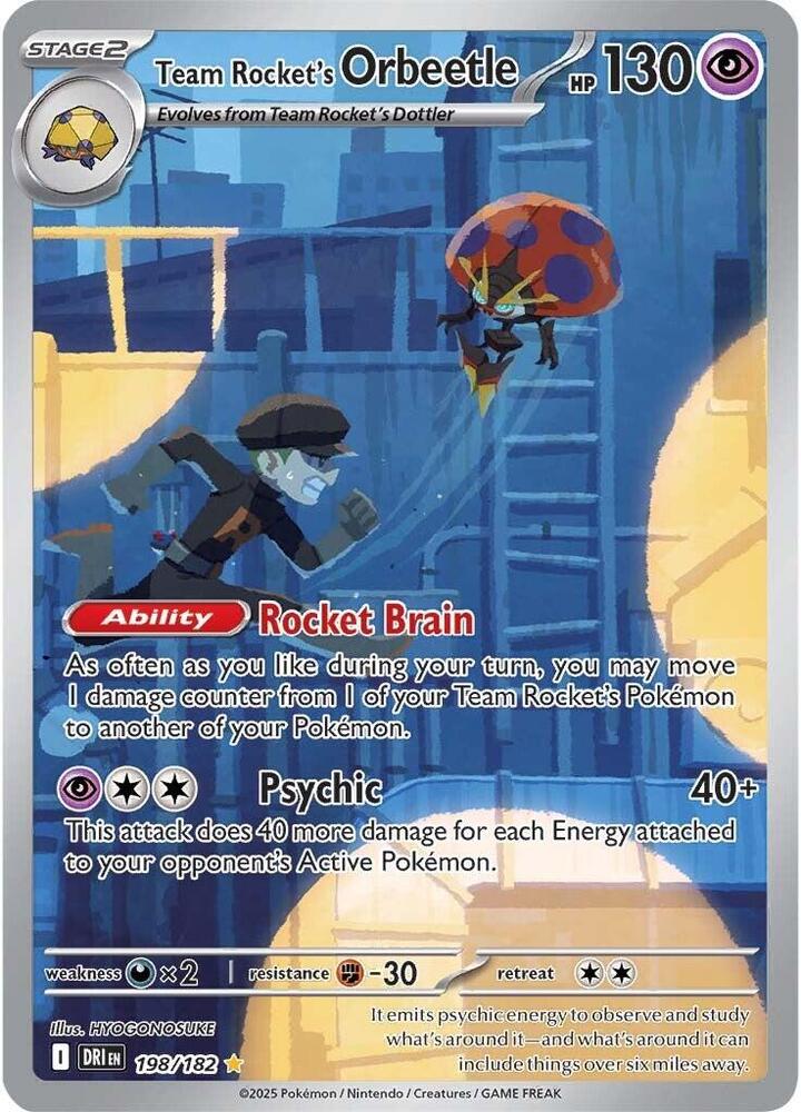 Team Rocket's Orbeetle 198/182 Holofoil, Destined Rivals Pokémon card
