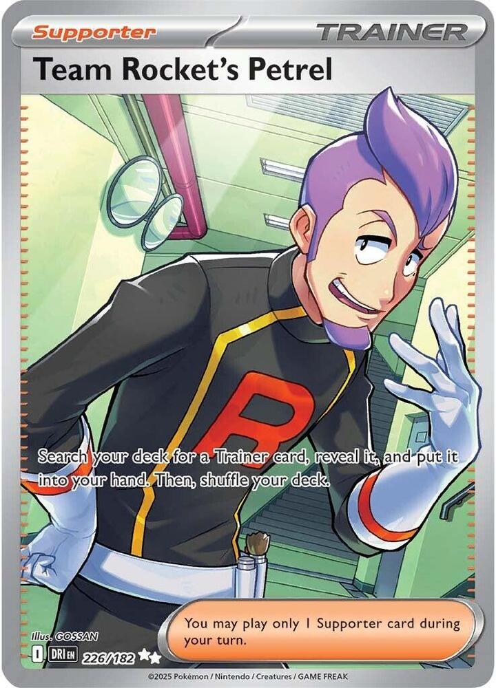 Team Rocket's Petrel 226/182 Holofoil, Destined Rivals Pokémon card