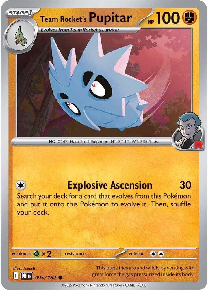 Team Rocket's Pupitar 095/182 Reverse Holofoil, Destined Rivals Pokémon card