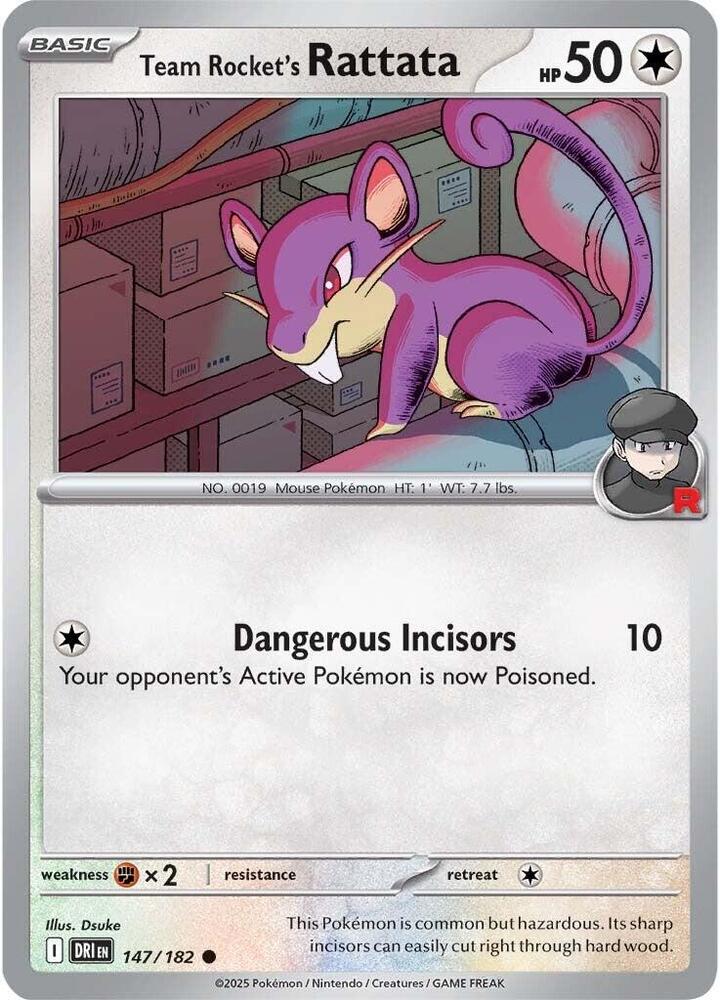 Pokemon - Destined Rivals - Team Rocket's Rattata - 147/182 - Reverse Holofoil